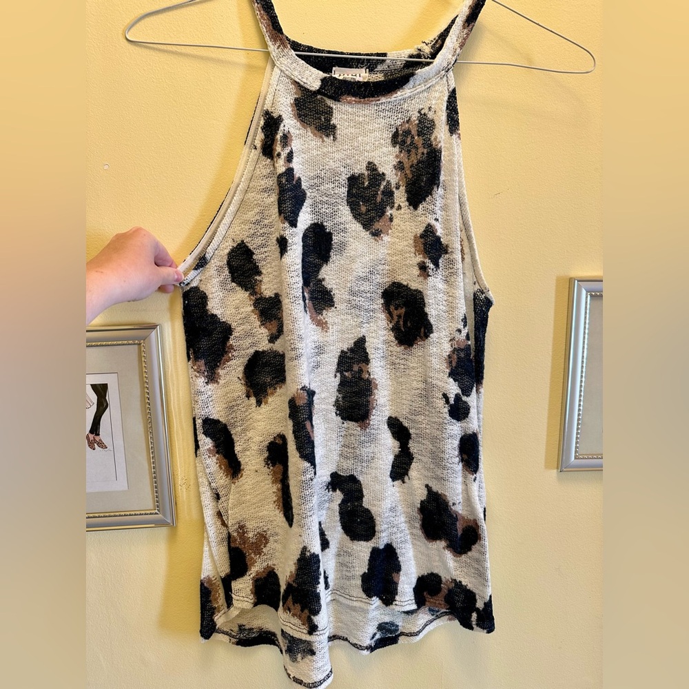Bibi Crocheted Leopard Print Halter Size Large